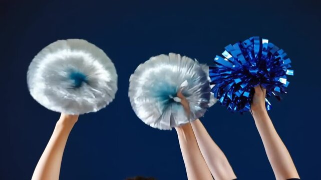 Cheerleader with cheerleader pom-poms.