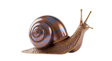 Isolated Metallic Snail with Iridescent Shell