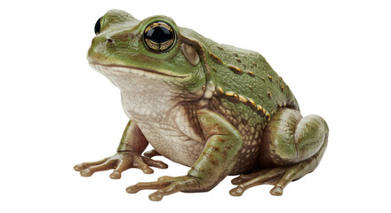 Isolated Green Tree Frog Resting on a White Surface