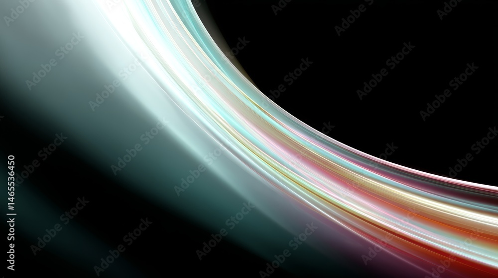 Poster digital artwork showcasing colorful lens flares and shimmering light streaks against a black backdro
