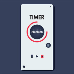 Dark theme timer UI. Vector