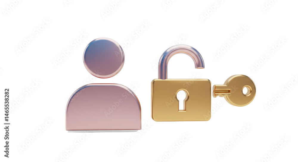 Poster isolated user icon with open padlock signifying security and unlocked access