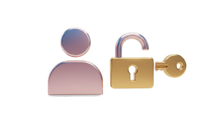 Isolated User Icon with Open Padlock Signifying Security and Unlocked Access