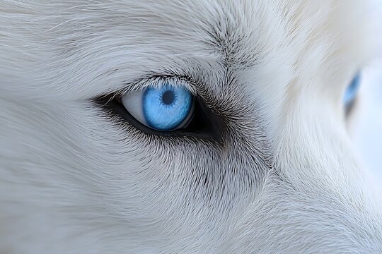 Close-up of a dog's bright blue eye