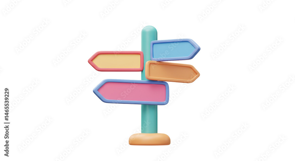 Poster isolated signpost with colorful arrows pointing in different directions