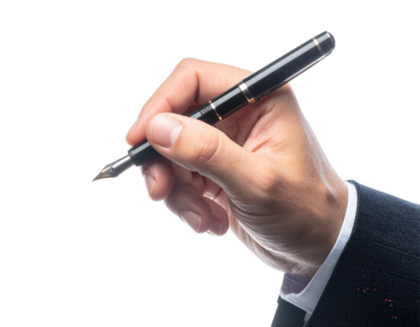 Elegant hand writing with a classic fountain pen, isolated on white background, capturing detail, style, and creativity. - Powered by Adobe