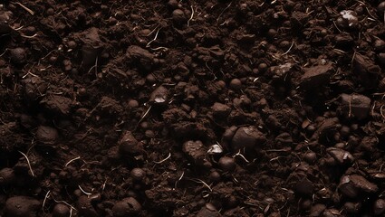 Close-up of fertile dark soil

