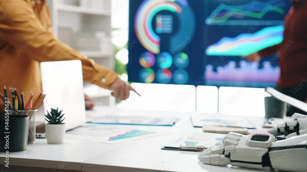 Poster business teams integrating ai-driven insights into decision-making to improve performance tracking a