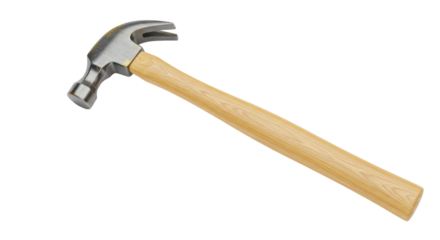 Isolated Wooden Handled Hammer with Metal Head