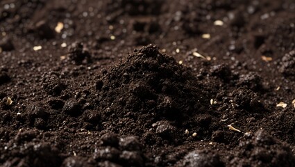 Close-up of fertile dark soil

