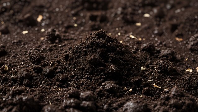 Close-up of fertile dark soil


