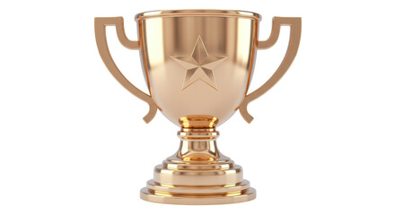 Isolated Golden Trophy Cup with Star Emblem