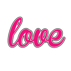 Pink Script Word Love, Handwritten Typography Design