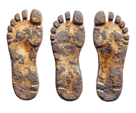 Tracking footprints in nature exploration adventure scene isolated on transparent background