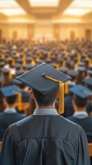 Blurred Image of Graduation Ceremony Audience with Focus on Graduate, Celebrating Achievement