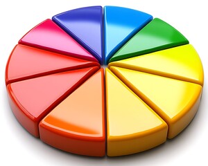 Obraz premium Colorful pie chart slices arranged in a circle.