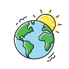 planet earth in sunrise icon, planet earth in sunrise vector illustration-simple illustration of planet earth in sunrise, perfect for planet earth in sunrise logos and icons