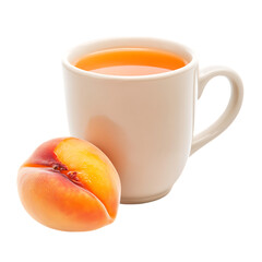 Peach Apricot Nectar in Porcelain Mug Isolated on Transparent Background