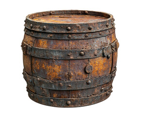 Fototapeta premium Rustic wooden barrel still life vintage style isolated on transparent background
