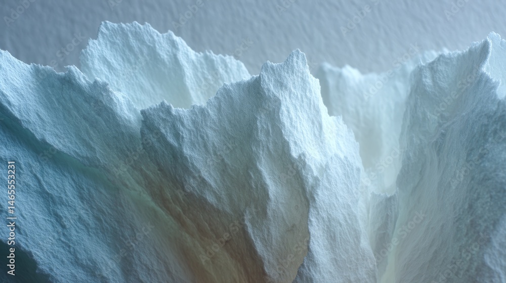 Poster Close-up view of folded sculptural paper showcasing its layered ridges and tactile surface, elegantly contrasted with a stark white backdrop offering ample copy space