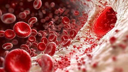 Red Blood Cells Flowing Inside a Vein Realistic Medical Illustration