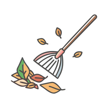 rake raking leaves, autumn season clip art preview