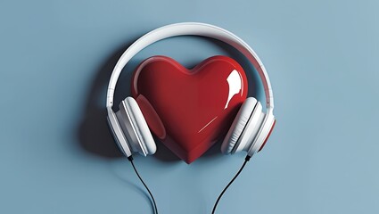 Heart and headphones symbolizing love through music

