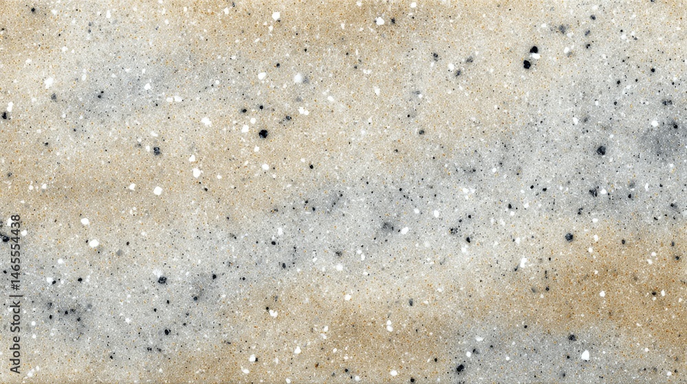 Poster Close-up of a mottled quartz surface showcasing gray and beige flecks, ideal for versatile design applications with ample copy space on the left