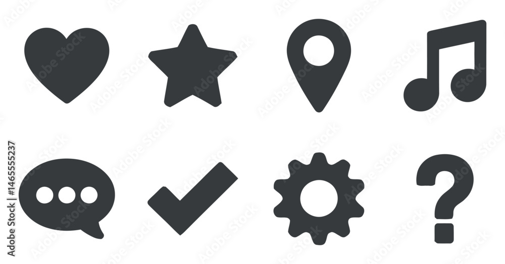 Poster collection of simple gray icons for user interface design