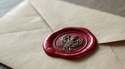 Close-up view of a folded parchment letter with a red wax seal, emphasizing themes of privacy and communication, with ample copy space for text
