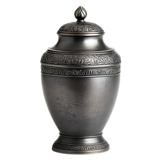 Fototapeta premium Silver Urn with Lid and Bird Top Isolated on Transparent Background