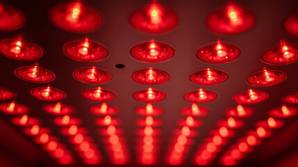 Mesmerizing red lights creating an intense ambient effect. red light therapy, skin regeneration