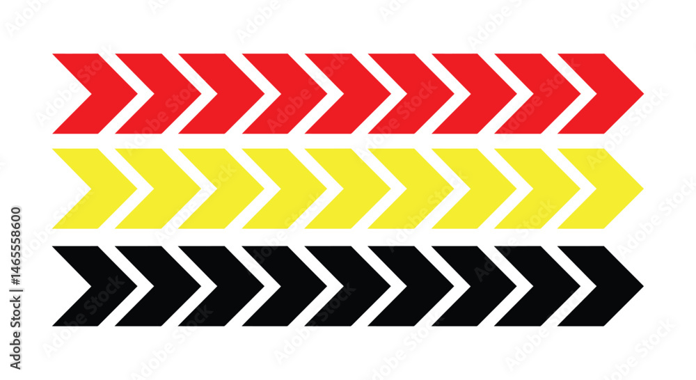 Aufkleber collection set red, black,yellow right arrow,arrow pointing right,minimalist arrow designright-point