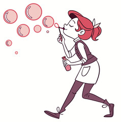 girl with soap bubbles