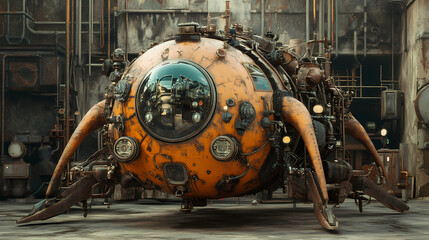 retrofuturistic steampunk machinery
