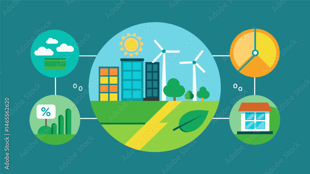 Poster a chart showcasing the percentage of renewable energy sources being utilized on a smart grid network