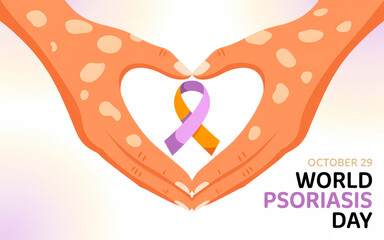 Hands form heart shape for World Psoriasis Day.