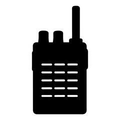 Silhouette of a portable walkie talkie radio device with black fill