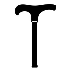 Silhouette of a classic Thandled walking cane against a white background