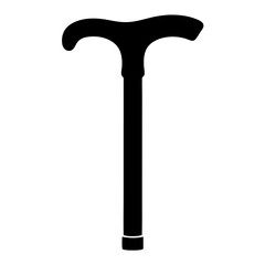 Black silhouette of a walking stick or cane used for assistance