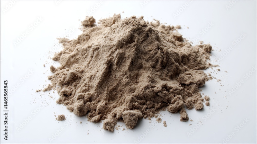Fototapete small mound of golden beach sand scattered beautifully on a white surface, featuring soft shadowing 
