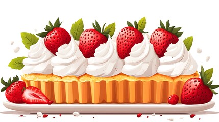 Delicious strawberry tart with whipped cream topping.