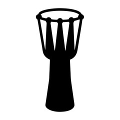 Silhouette of a traditional djembe drum with rope tuning system image