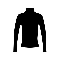 Silhouette of a black turtleneck sweater with long sleeves on white