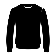 Black and White Graphic Illustration of a Solid Black Crew Neck Sweatshirt