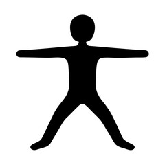 Black Silhouette of a Stick Figure with Arms Outstretched and Legs Apart