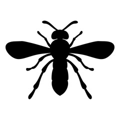 Black silhouette of a wasp on a white background vector illustration