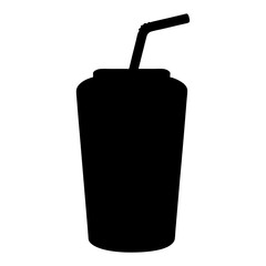 Obraz premium Silhouette of a tall beverage cup with a straw and lid