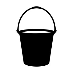 Simple isolated black silhouette of a bucket with a curved handle