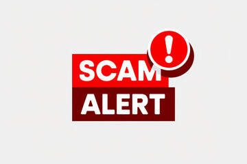 Red and white scam alert notification icon.